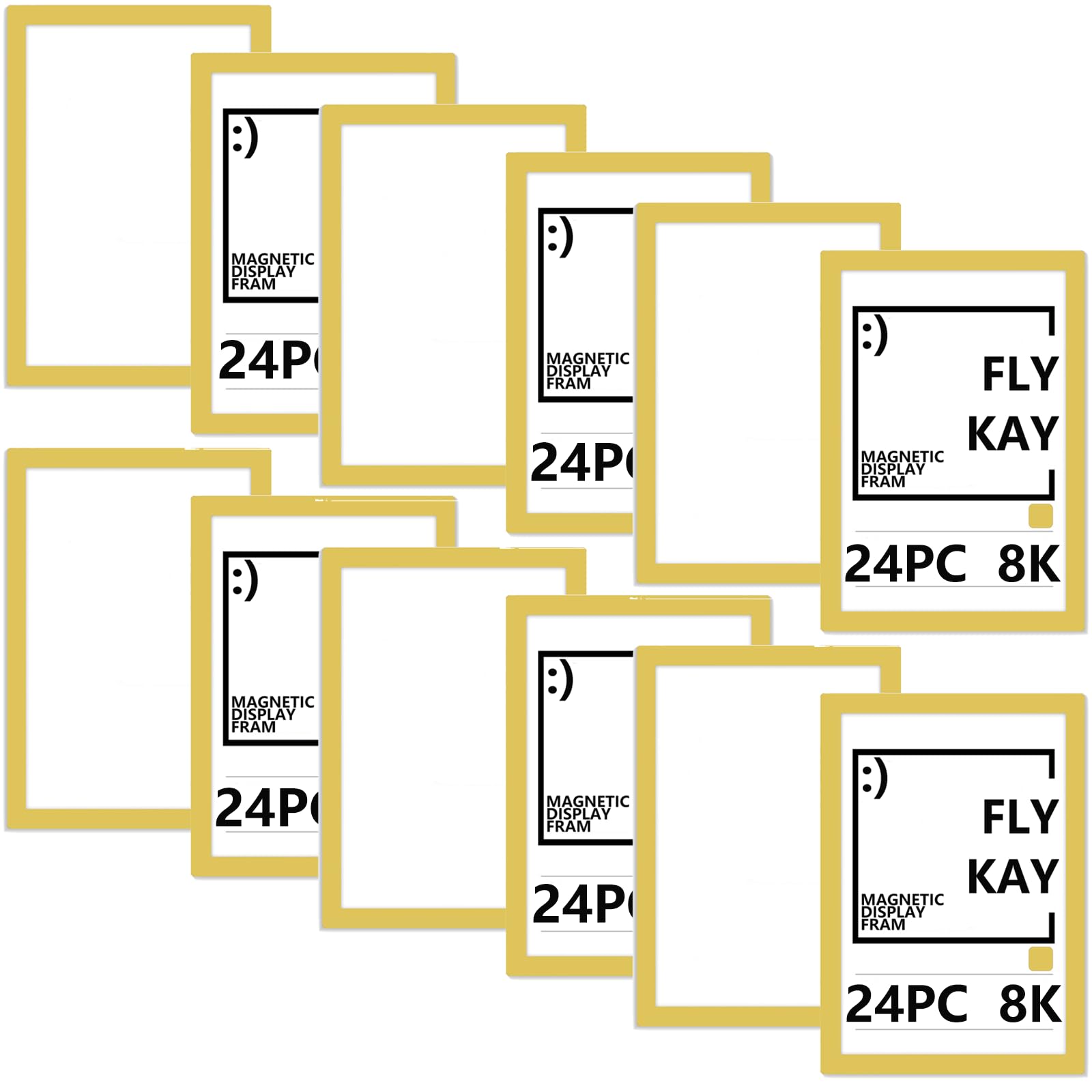 24PCS 8K Magnetic Photo Frames, Self Adhesive Magnetic Picture Diamond Painting Art Display Frame, Waterproof Clear Sign Holders for Notices, Certificate, Poster, Ads, Documents