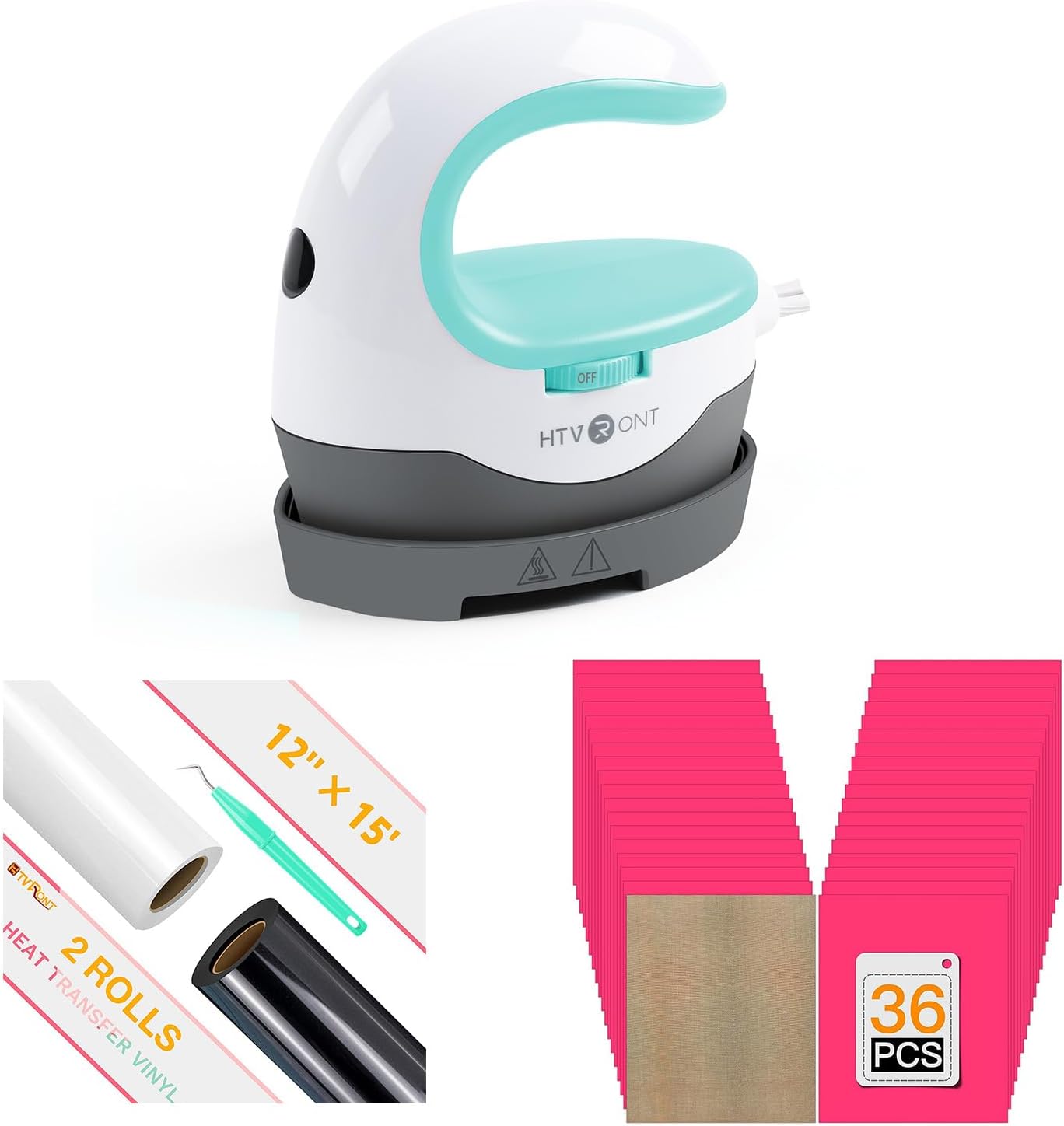 HTVRONT Mini Heat Press Machine for TShirts & Black and