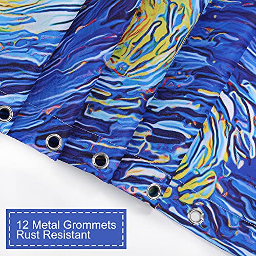 Rosielily Japanese Shower Curtain Wave Shower Curtain, Starry Night Shower Curtains Set With 12 Hooks, Waterproof Van Gogh Shower Curtain Art, Decor Anime Japan Great Wave Off Kanagawa, 72Wx78H Inch #TOP1