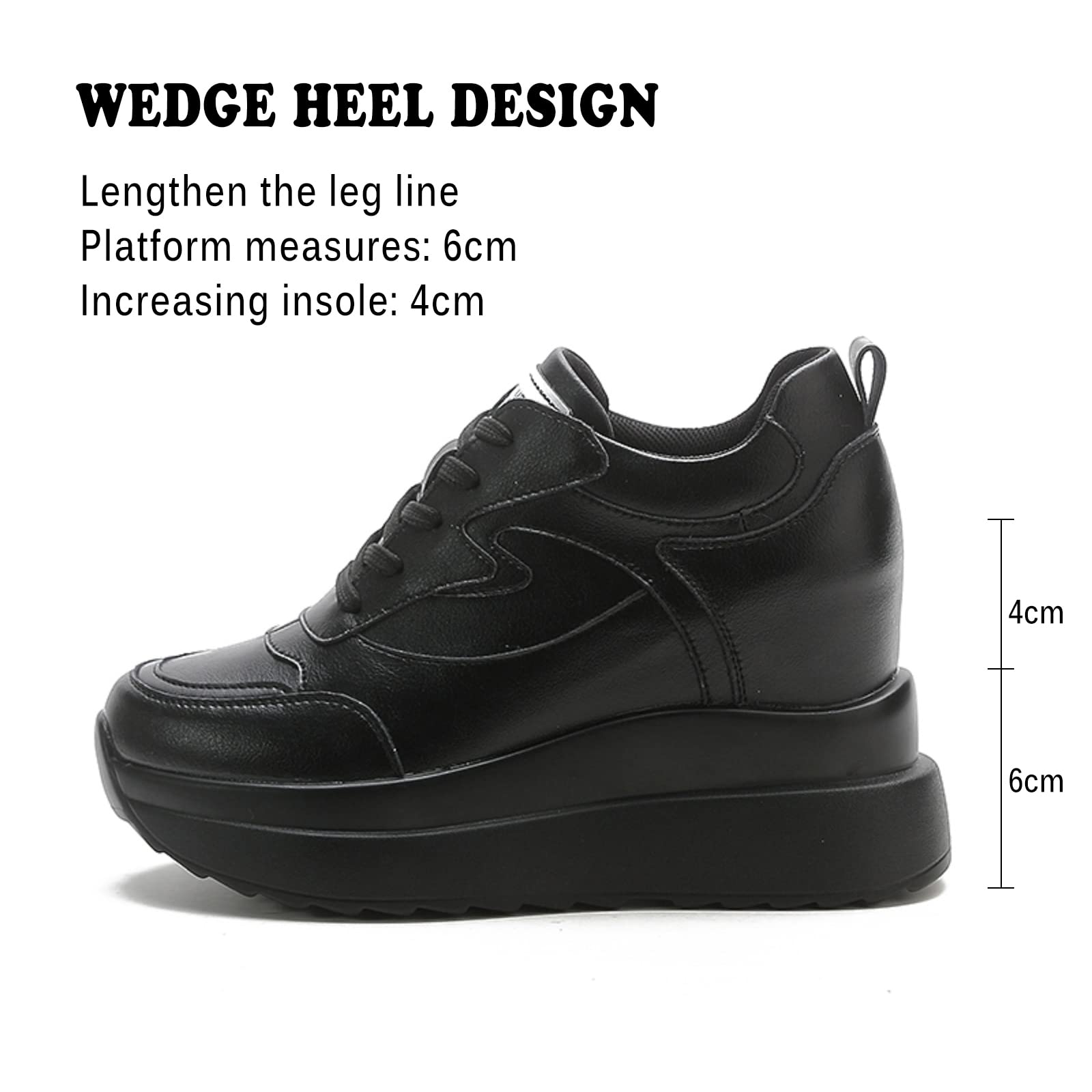 AONEGOLD Sneakers Zeppa Interna Donna Scarpe da Ginnastica Moda Pelle Alte Piattaforma Sportive Casual Scarpe Zeppa Interna con Tacco 10 cm