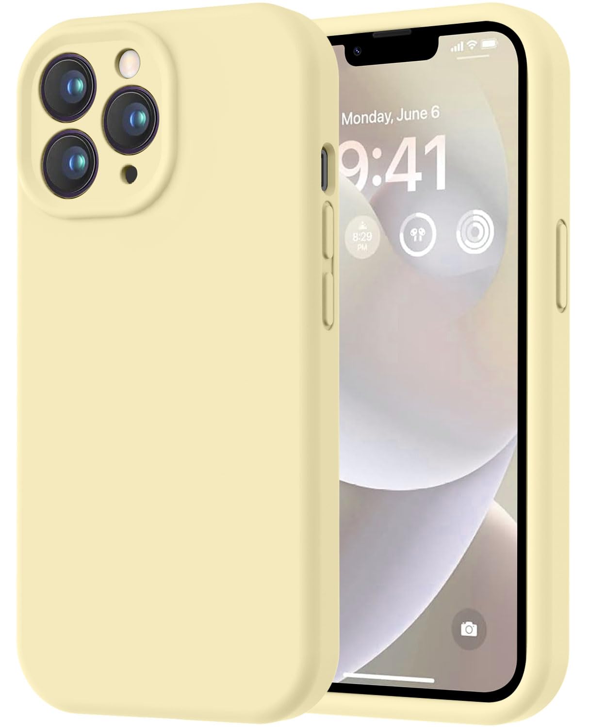 LOVE 3000 Designed for iPhone 13 Pro Max Case, Premium Silicone with [Soft Anti-Scratch Microfiber Lining] Shockproof Protective Phone Case for Men Women Girls 6.7", Creamy Yellow