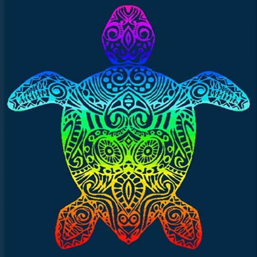 Alpes Blanc Serviette de Plage Tortue Multicolore sur Fond Bleu 140x200 cm en Coton Égyptien Jacquard – Drap de Plage XXL