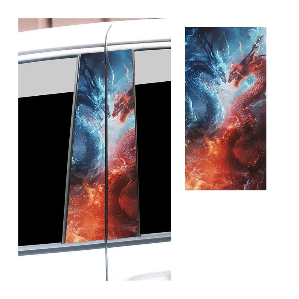 Bertdcx C Ice And Fire Dragon Ar Stickers Auto B-Pillar Waterproof Vinyl Decals Auto Parts(,1Pcs)