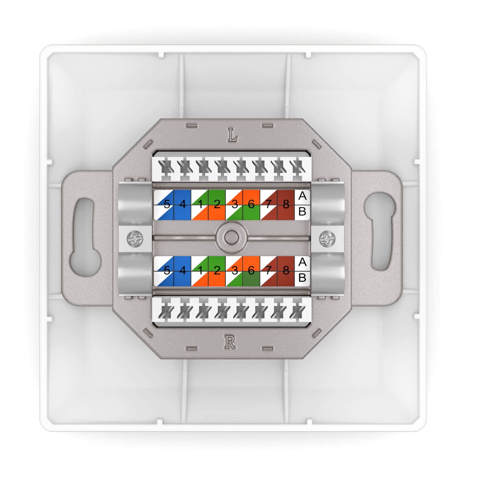 HB-DIGITAL - 10 enchufes de red con 2 conectores RJ45 cada uno, para cables de instalación CAT.5e, CAT.5 CAT 5e, EIA/TIA 568A&B 8P8C, color blanco