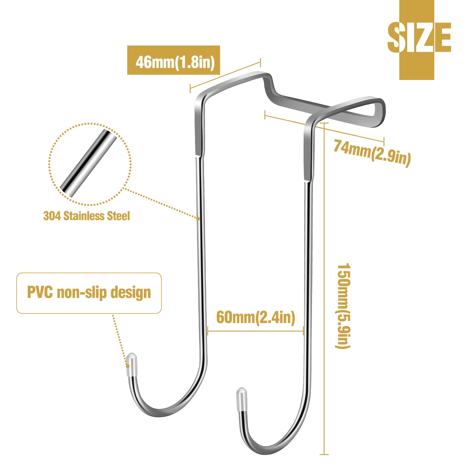 Marine Grade Stainless Steel Door Hook, 2-1/4