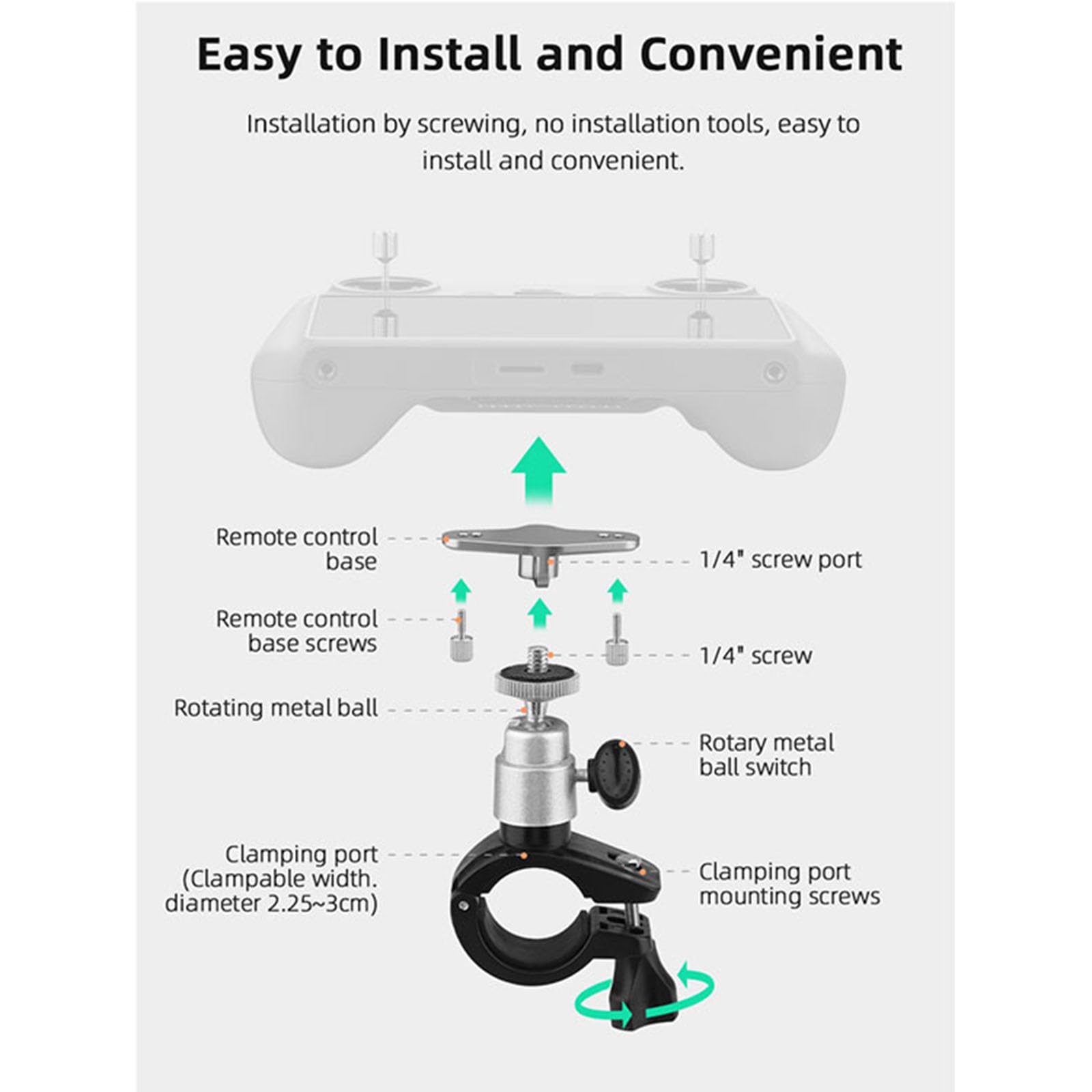 OURHZTB Cycling Mount Holder Riding Bracket Accessories for DJI Mini 4 Pro RC/RC 2 Remote Control with Screen