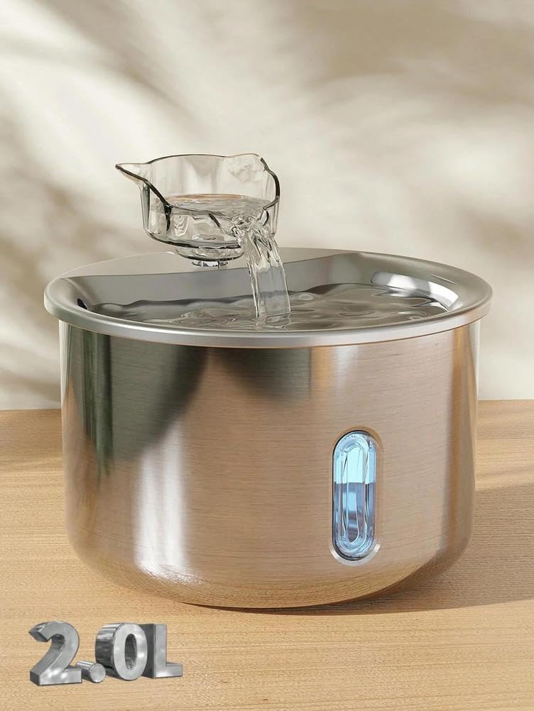 Fuente de Agua para Gatos de Acero Inoxidable con Bandeja