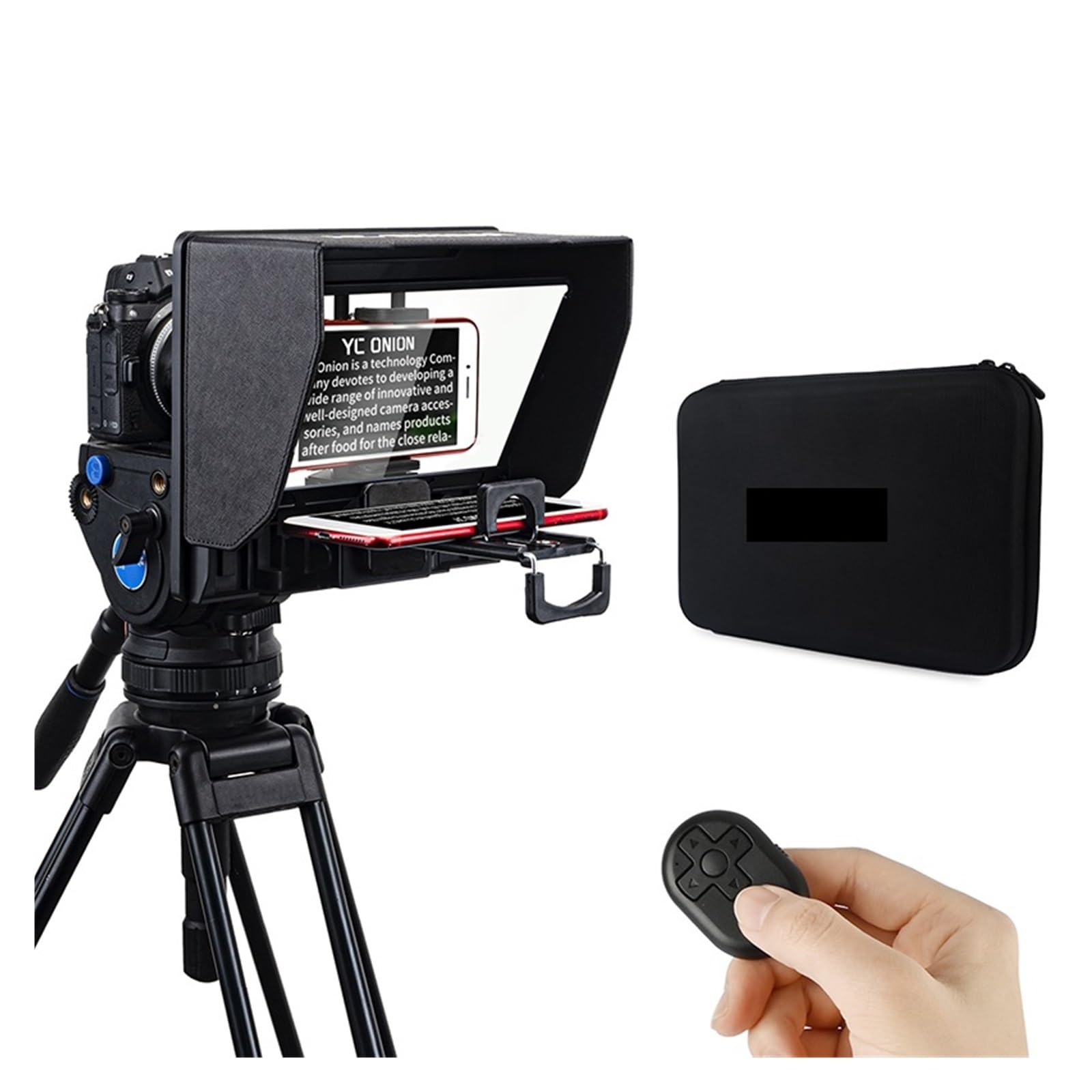 Teleprompter, Teleprompter for Tablet Smartphone Kamera Tragbares Teleprompter Kit mit Fernbedienung & Objektivadapterringe Ultraweitwinkel, Online-Lehre Live-Streaming