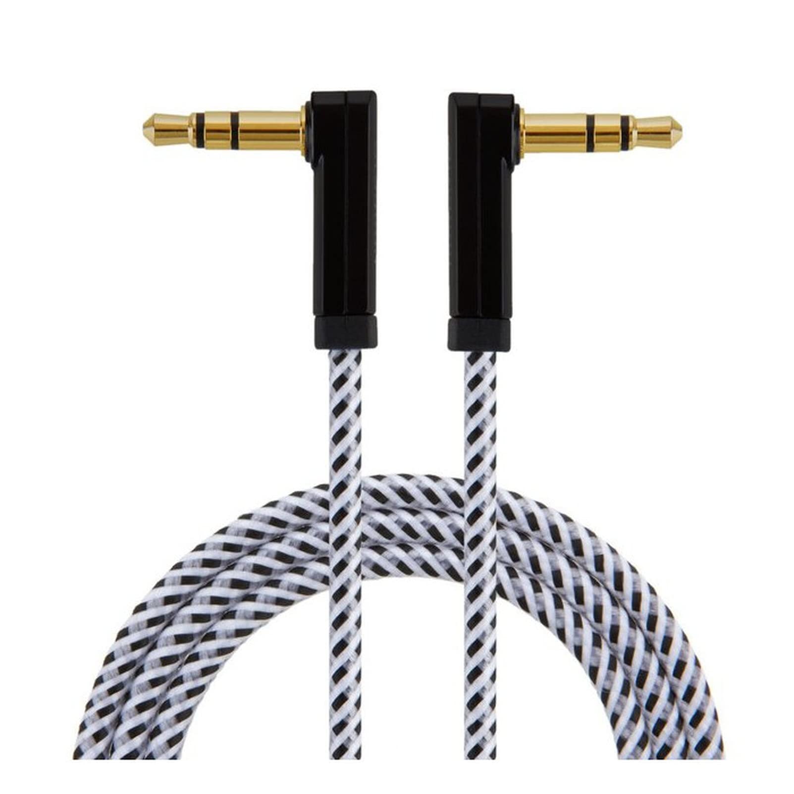 Câble Audio Câble auxiliaire à Angle, Angle Double de 90 degrés Câble stéréo Audio mâle à mâle à 90 degrés Compatible avec, Tablette, Casque Ligne Audio(Black,5-Pack-3.05M-10FT)