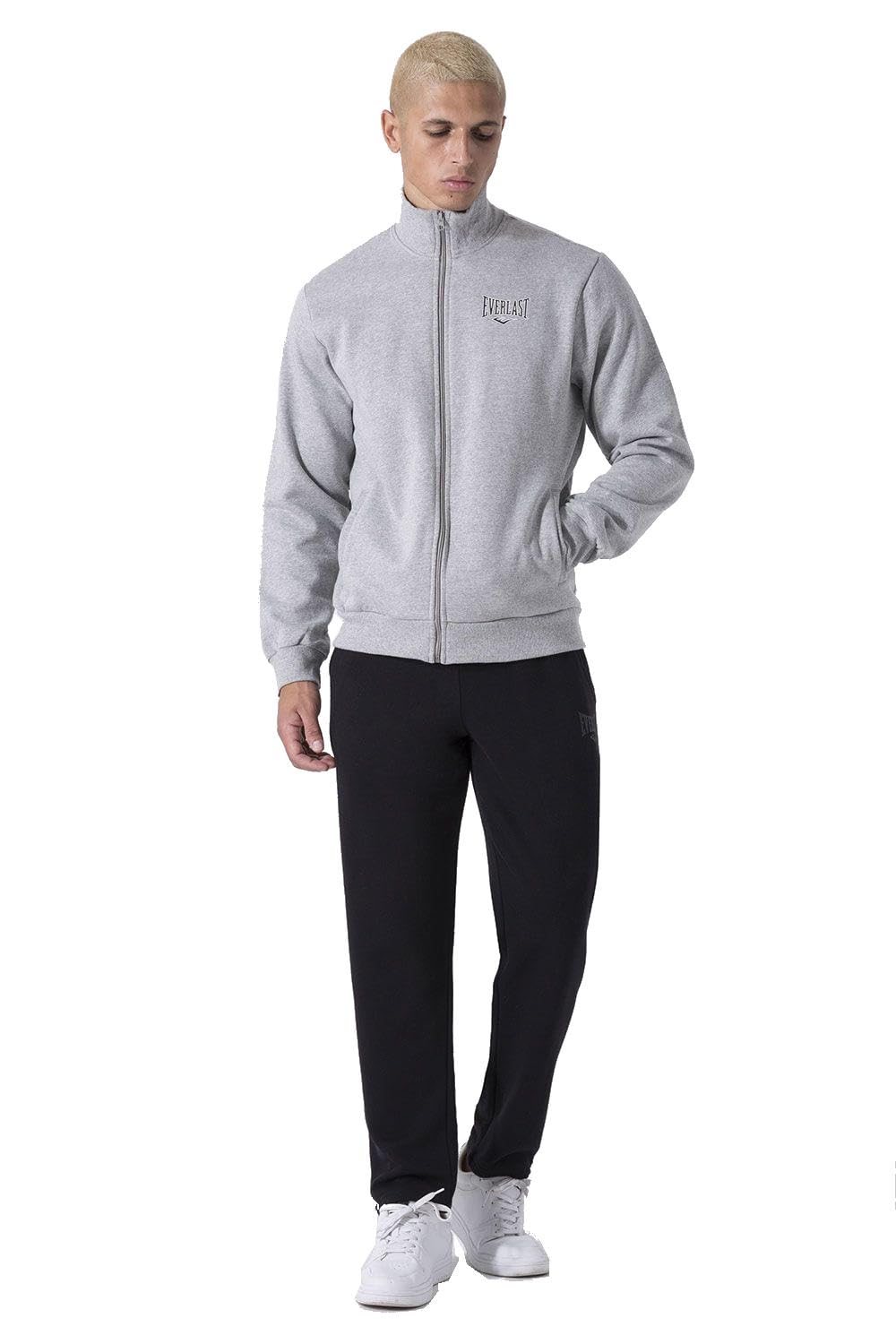 Everlast Tuta da Ginnastica Uomo Completo Sportivo, Grigio/Nero, L | Cotone Felpato, Set per Sport e Tempo Libero, Per Palestra