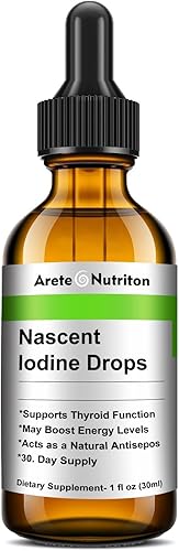 Nascent Yodine Liquid Drops Arete Nutrition Suplemento de alta potencia para mejorar la energía con soporte tiroideo concentrado para una mejor