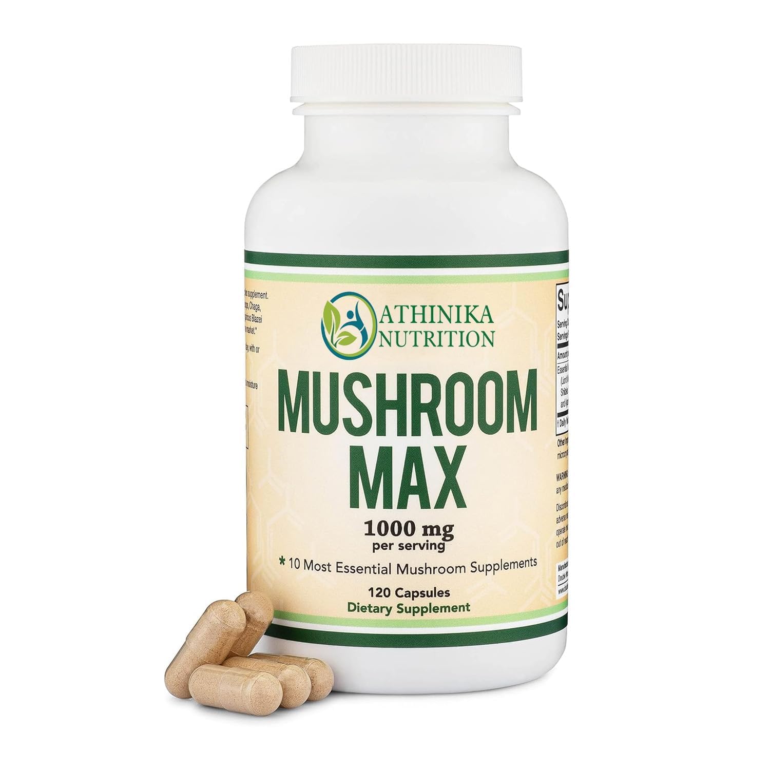Mushroom Complex Supplement - 1,000mg - 10 Most Essential Mushrooms (Lion's Mane, Reishi, Cordyceps, and More), 120 Capsules-image-41