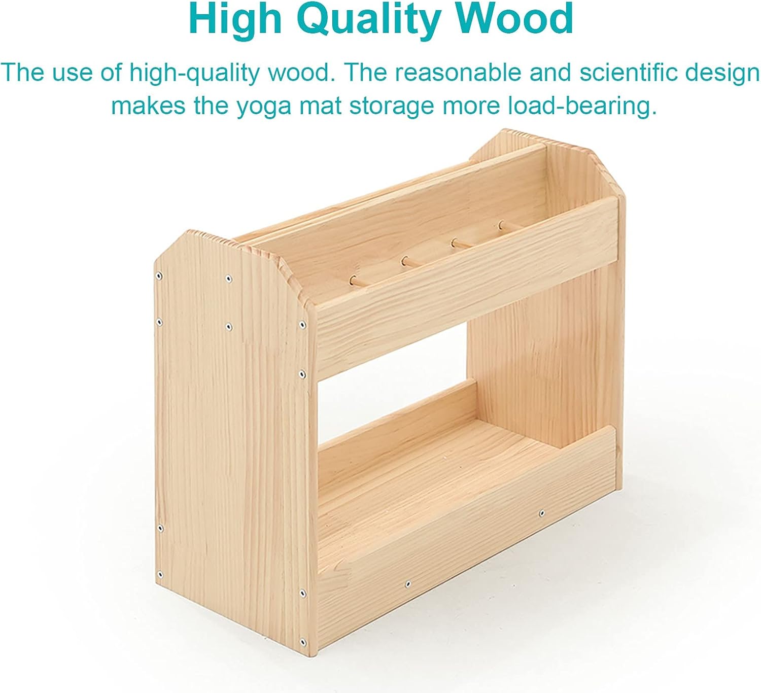 Yoga Mat Holder Wood Heavy Duty 12 Grids Yoga Mat Rack, Fitness Class 50cm High Rectangle Yoga Mat Shelf, Yoga Studio Nursery Workout Room Floor-Standing Yoga Mat Holder