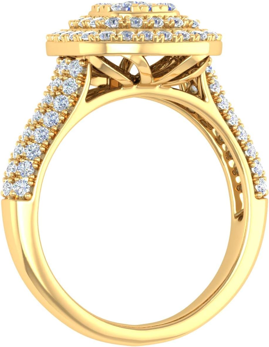 1 Carat Cushion Shape Halo Diamond Engagement Ring in 14K Solid Gold - IGI Certified
