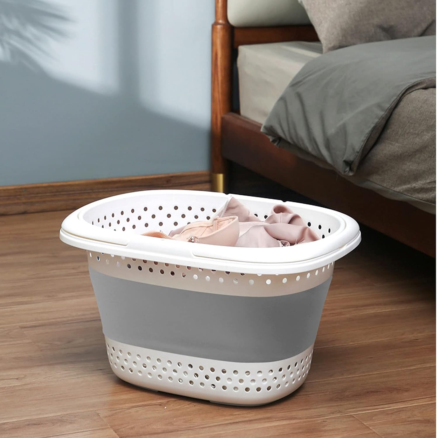 Storage Basket Plastic Plastic Basket Oval Bathtub Foldable Basket Storage Container Portable Wash Organizer Washing Tub Space Saving