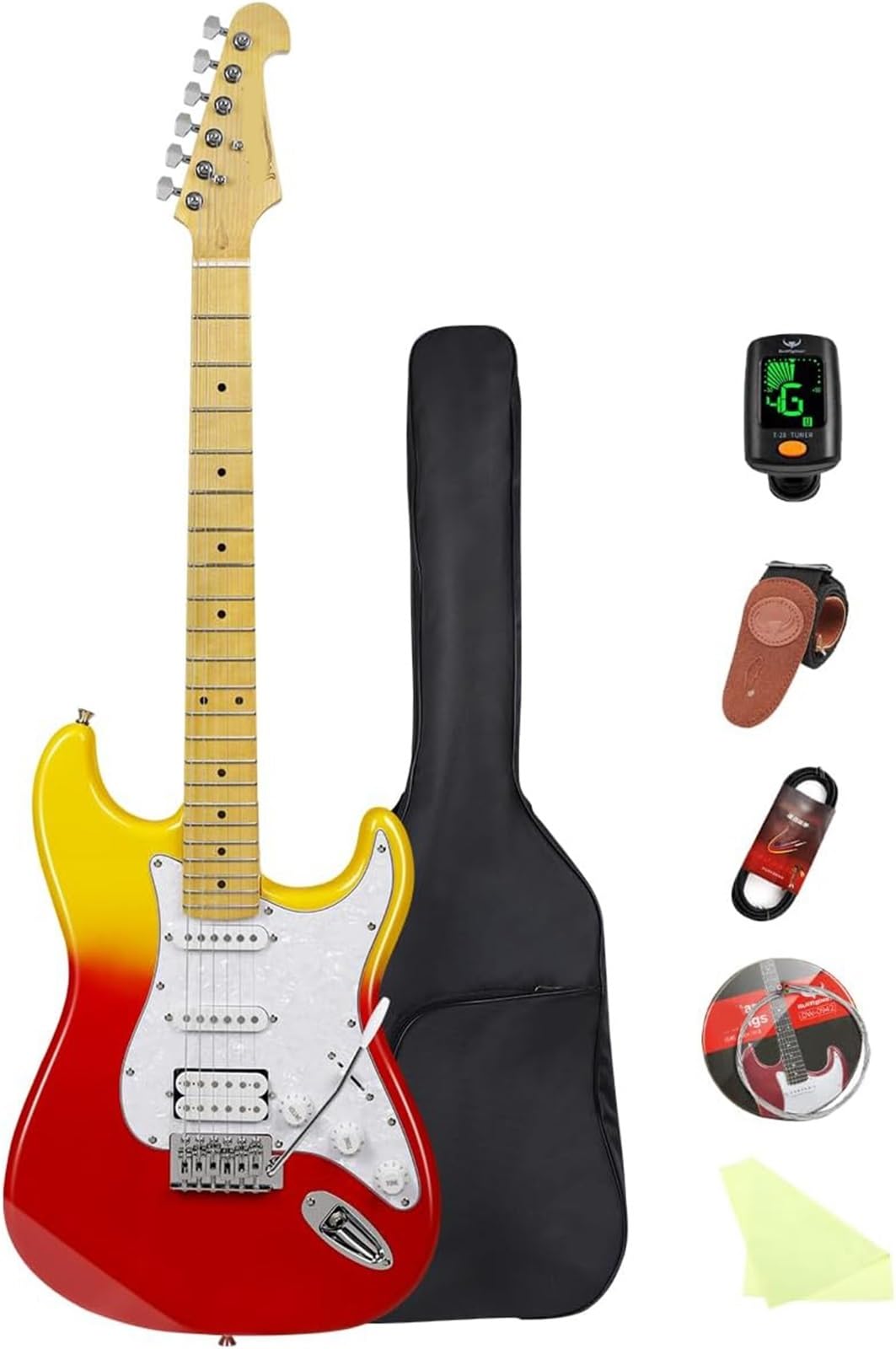 Zestaw Gitary Elektrycznej Z Litego Drewna Pomarańczowy Gradientowy Regulowany Mostek Zestaw Gitar Elektrycznych