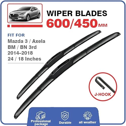 Miniatura 2 de Escobillas híbridas para limpiaparabrisas delantero, compatibles con Mazda 3 Axela BM BN 2014-2018, limpiaparabrisas y ventanas, cepillos de lluvia