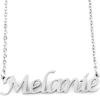 Melanie Name Necklace 18ct Silver Tone 