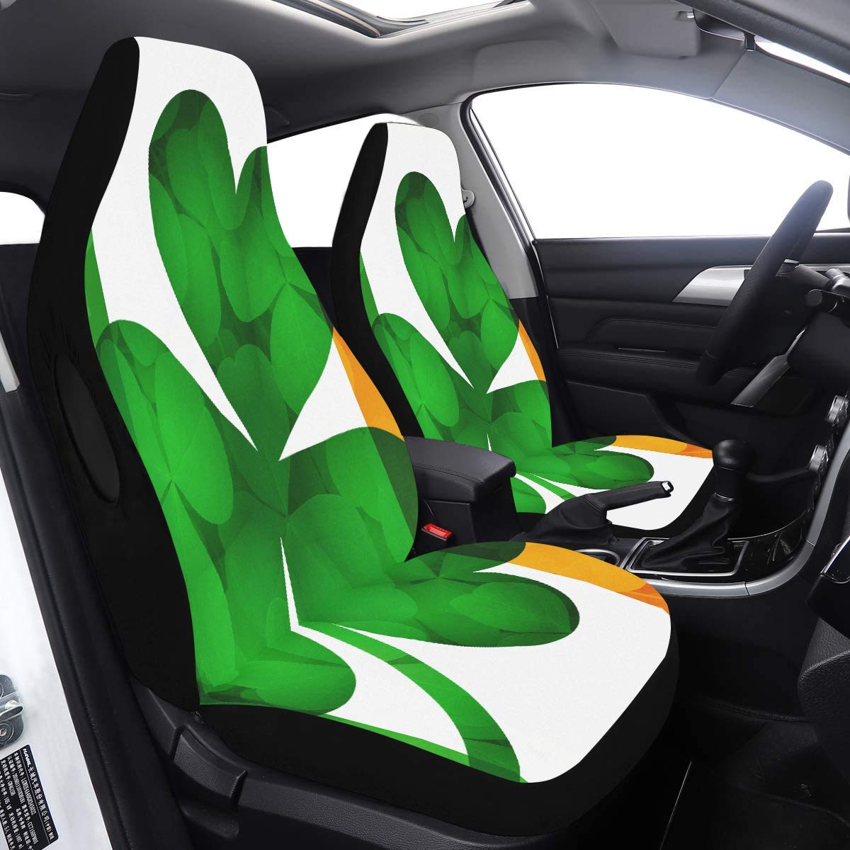 Ugly Seat Covers Ireland Flag with Shamrock Clover Leaves Rear Seat Covers for Kids