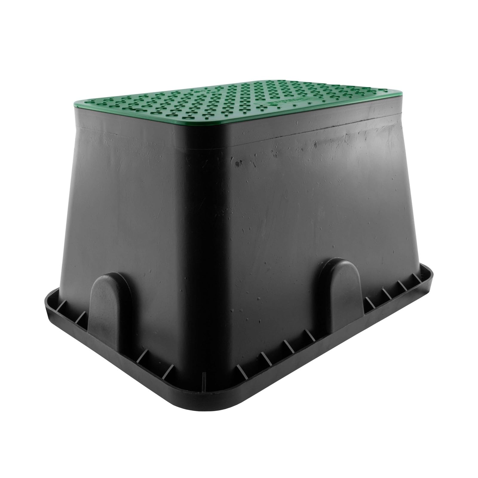 Irrigation Valve Box with Green Cover - Underground Access Box for Solenoid Valves, Manual Valves and Water Meter - UV and Weather Resistant Valve Chamber Lid - Holds Up To 4 Solenoid Valves
