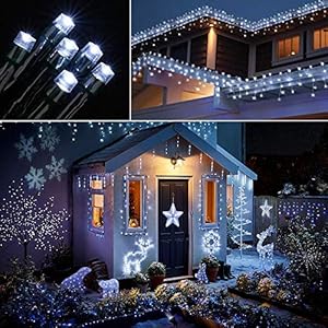 Toodour Solar Christmas Lights 2 Packs Total 144ft 400 LED 8 Modes Solar String Lights Waterproof Solar Outdoor Christmas Lights for Garden Patio Fence Balcony Christmas Tree Decor White