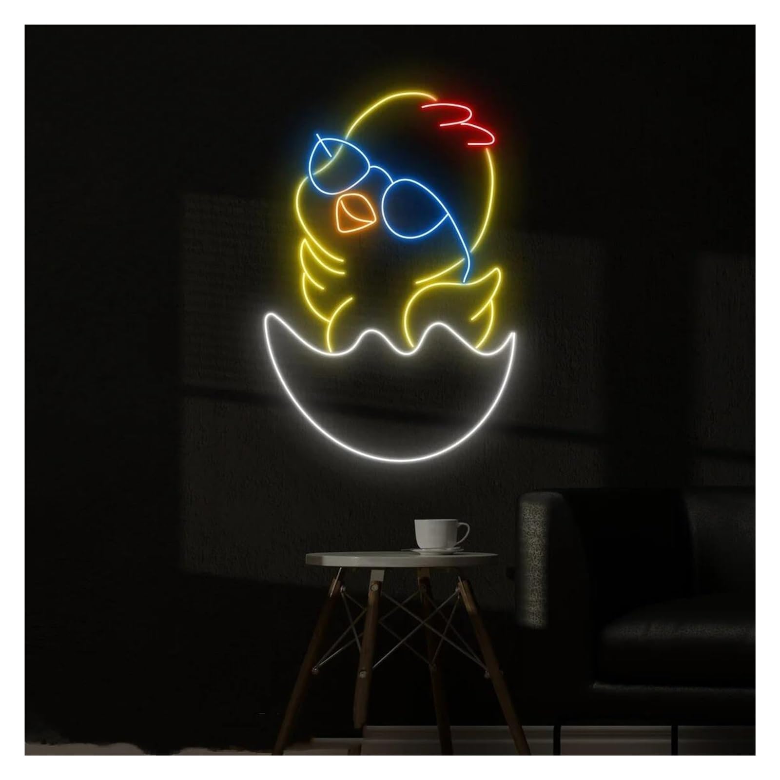 XENITE Luces Art Decoration Christmas Luz De Neón De Pollo Bebé, Letrero De Neón De Huevo Agrietado, Señales De Atmósfera Regulables Alimentadas Por USB, Para Decoración De Pared, 38.1cm×28cm