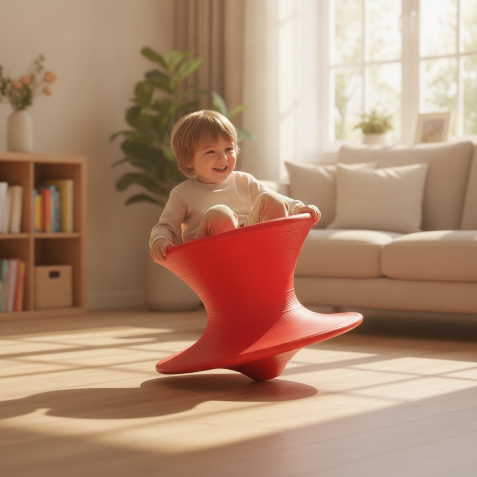 Silla Giratoria Balanceo Antivuelco Silla Equilibrio Resistente Asiento Plástico con Base Acampanada para Niños, 61 42cm, Morado