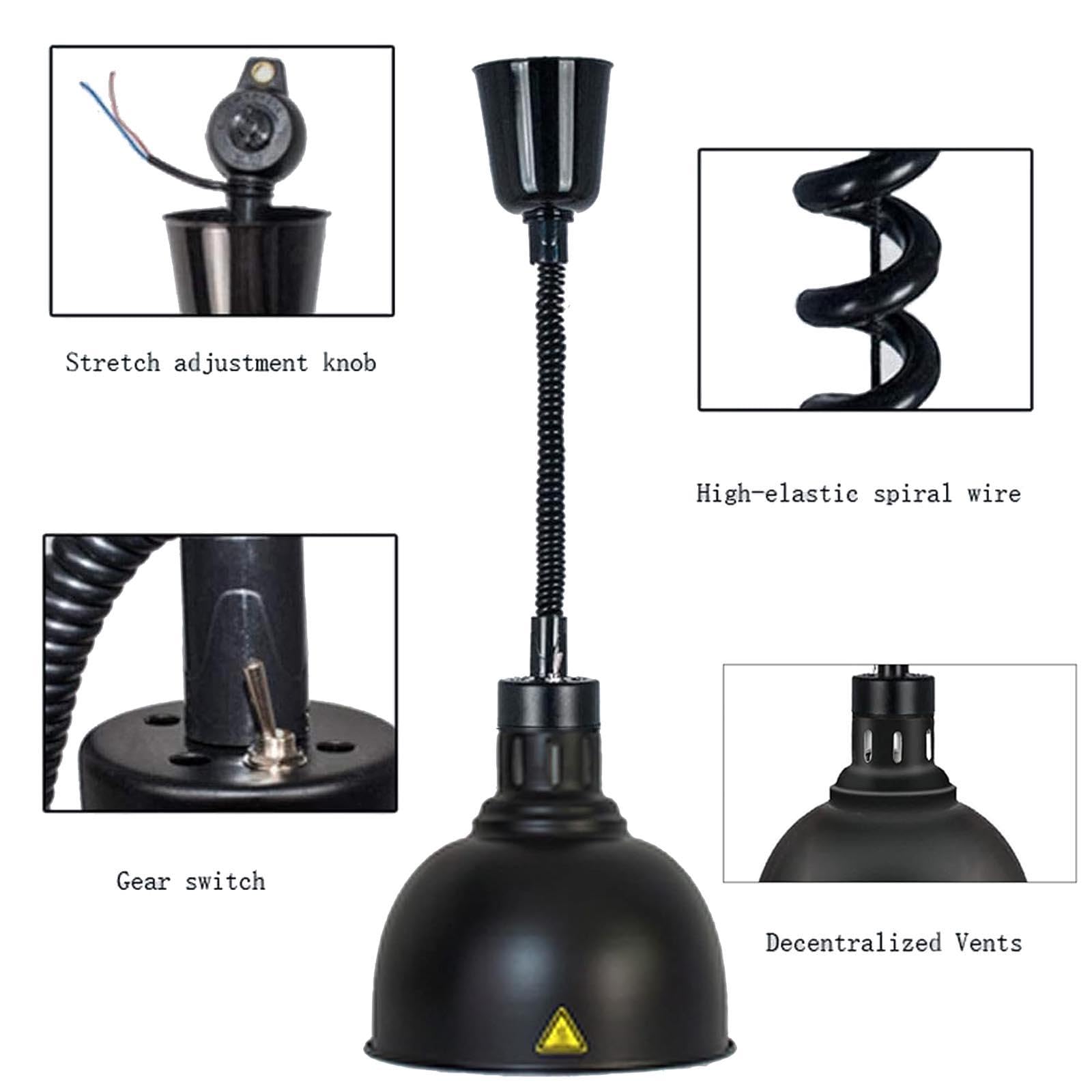Lampada Scaldavivande per Alimenti, Lampada Scaldavivande, Lampade di Calore Retrattili a Lampadina da 250 W, Scaldavivande per Catering per Forniture di Ristoranti o Uso Domestico