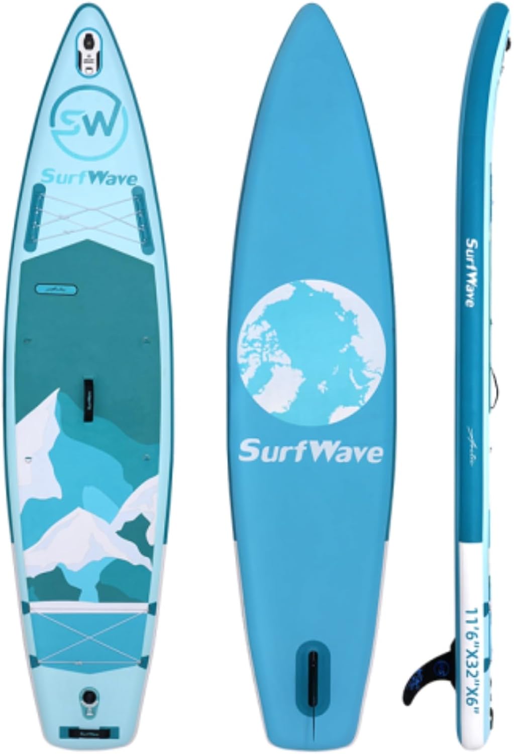 11.5'x32 x6 Inflatable Stand Up Paddle Board, Surfboard, Surf Paddle Board, Balance Float Board, with Accessories, Universal Travel Board, PVC Brushed Material