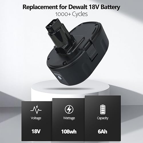 Miniatura 3 de Paquete de 2 baterías de litio de 6.0Ah 18 V de repuesto para Dewalt 18 V, compatible con baterías Dewalt de 18 voltios DC9096 DC9098 DC9099 DW9095