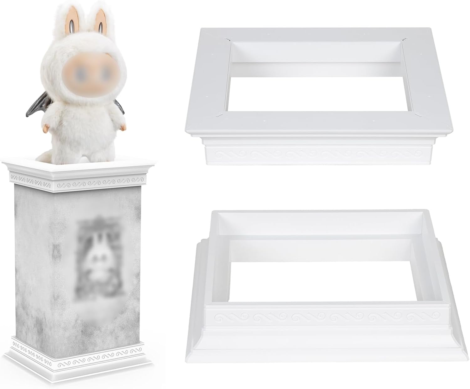 Choowin Large Doll Display Stand for Zimomo Display, Plastic Roman Column Pedestal for Pop Mart Zimomo Labubu Display (Only Suitable for Angel in Clouds Packaging Box)