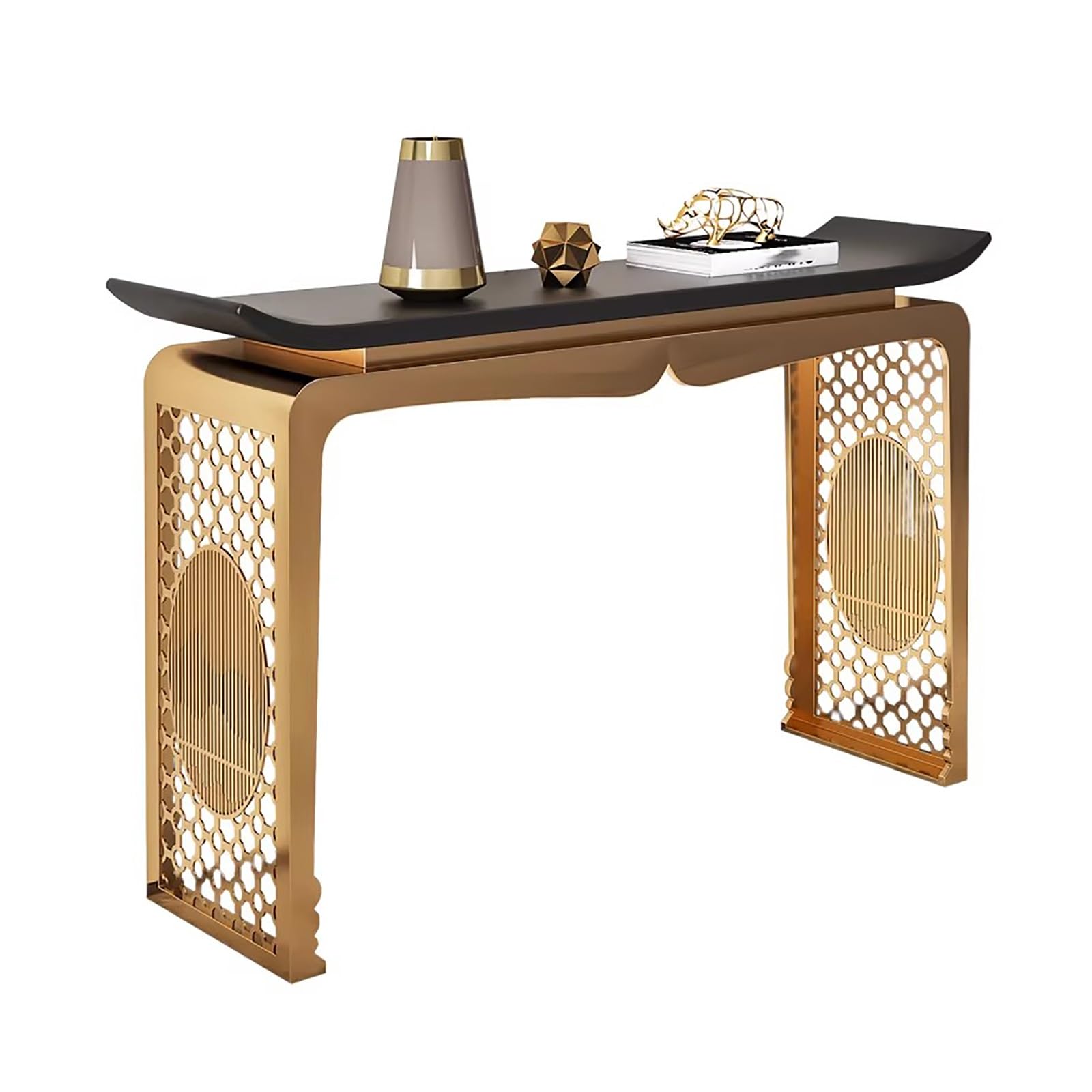 Stolik konsolowy retro do przedpokoju, wąski stolik do sofy z nogami ze stali nierdzewnej, idealny do przedpokoju, przedpokoju lub za kanapą, stylowy i funkcjonalny design