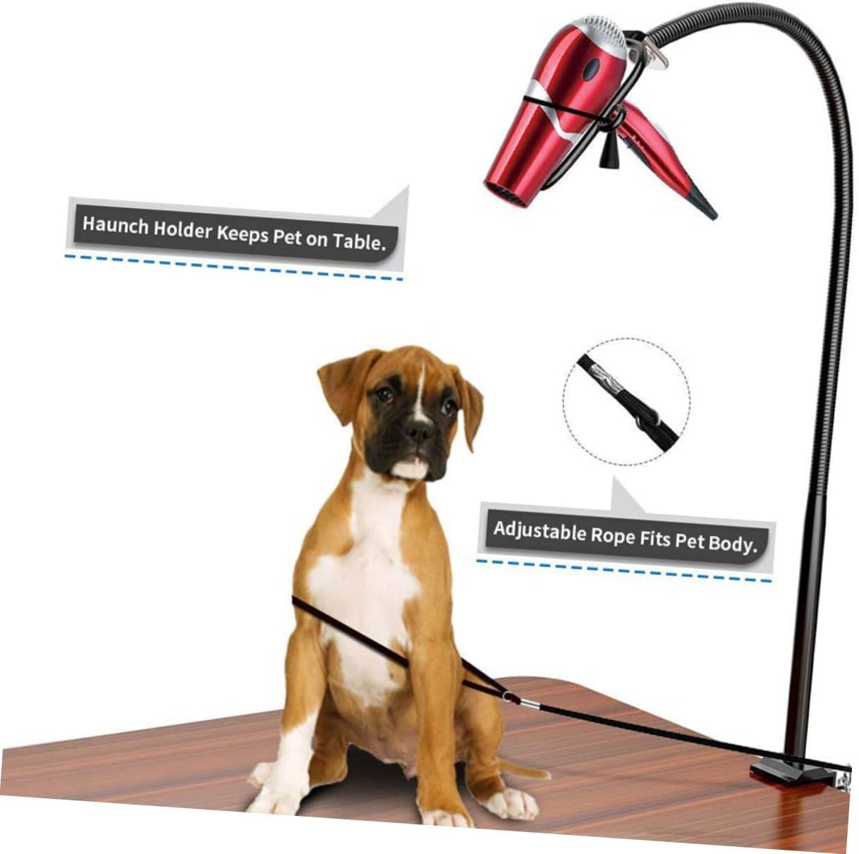 Pet Hair Dryer Stand Holder Hands Hair Dryer Clip for Dog Grooming Space Saving Design with Secure Clamp for Pet Shops and Home Use