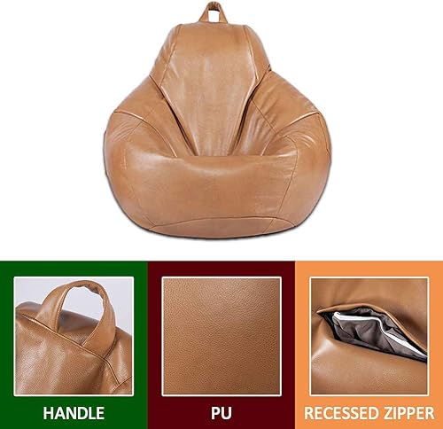 Miniatura 5 de ZZX Funda para sofá, piel sintética, para el hogar, ocio, sala de estar, dormitorio, puf, tumbona perezosa, tatami, sin relleno, caqui, 35.4 x 43.3