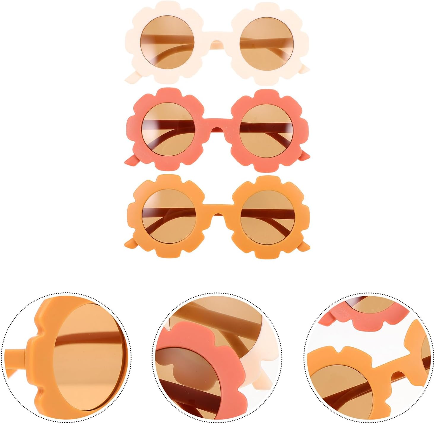 3pcs Sunflower Sunglasses Set with UV Protection, Lightweight Plastic Frame Party Glasses for Boys and Ages