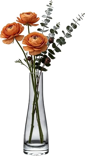 Hand-Made Blown Art Bud Glass Vase Glass Flower Vase Single Stem Vase Bud Vase Centerpieces Vases for Wedding Reception Dining Table Single Rose Flowers (Grey)