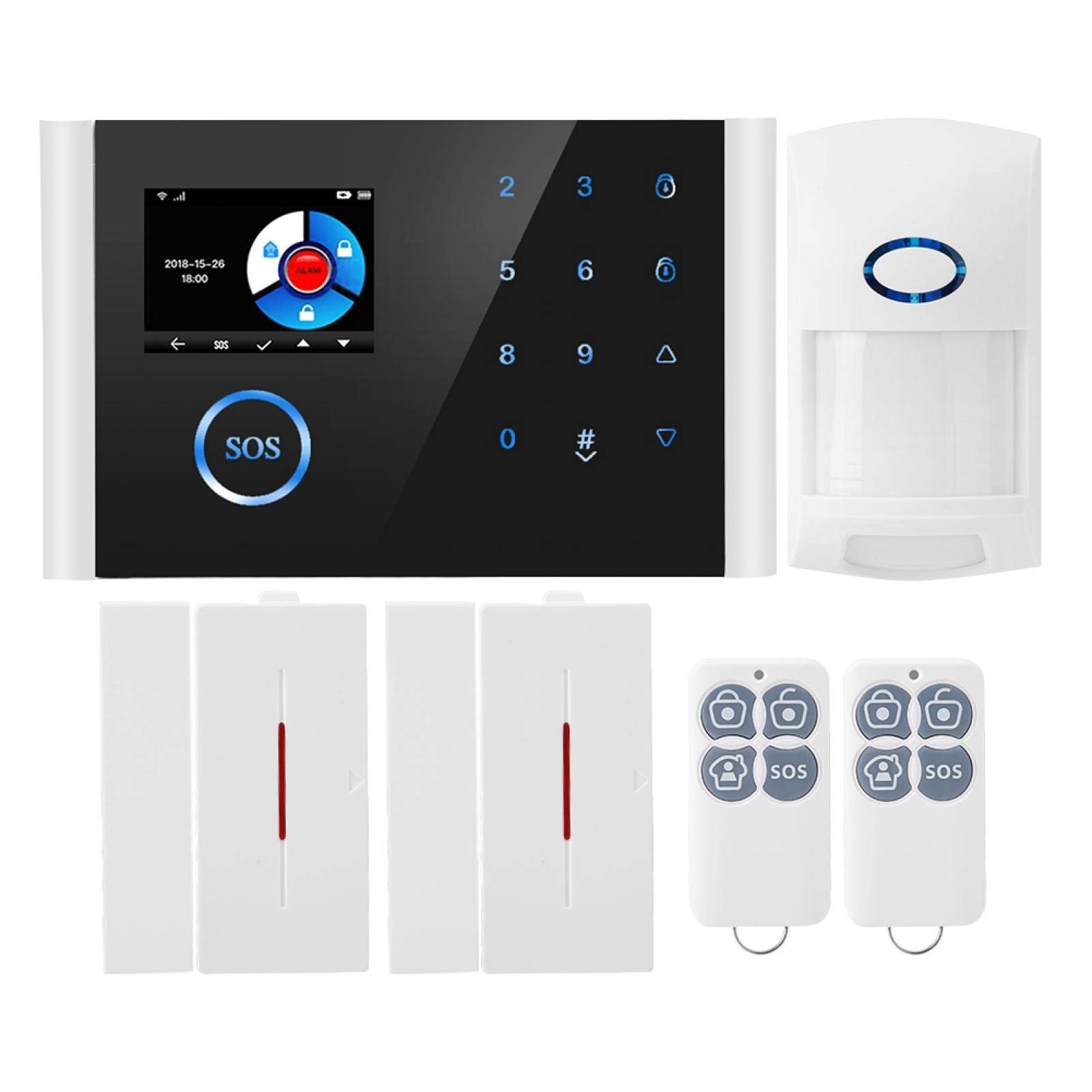 Wireless WiFi Security Alarm System, GSM GPRS Home Office Burglar Alarm System Security HD IP Camera, DIY Home Wi-Fi Alarm Kit with Infrared Detector and Wireless Magnetic Detection