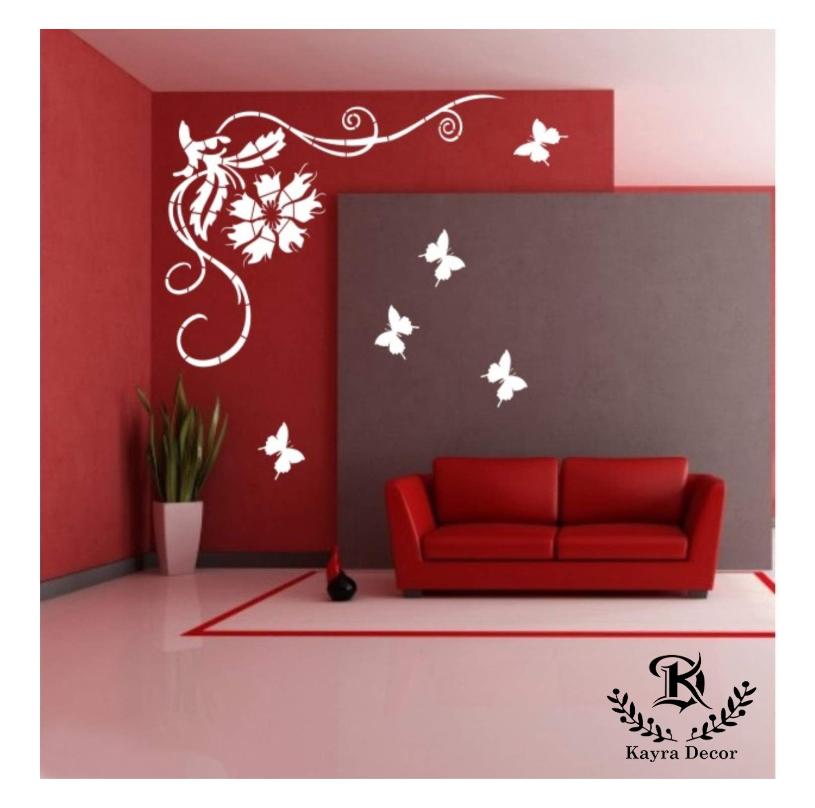 Kayra Decor Stencil for Wall Painting - Flower with Butterfly Design Pack of 1, 24 inch x 40 inch - (KDS36027) (B07DM1KR3F) Amazon Price History, Amazon Price Tracker