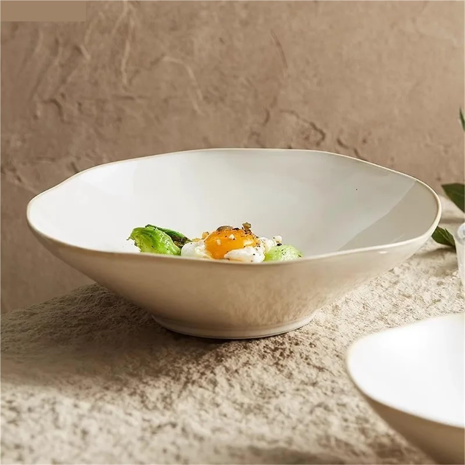 Ensaladeras Cuenco de cerámica Cuenco de Postre Irregular Cuenco de Sopa Cuencos de Espagueti Ensaladeras Cuencos hondos para Cereales, Ensalada(25.7 * 7.5cm)
