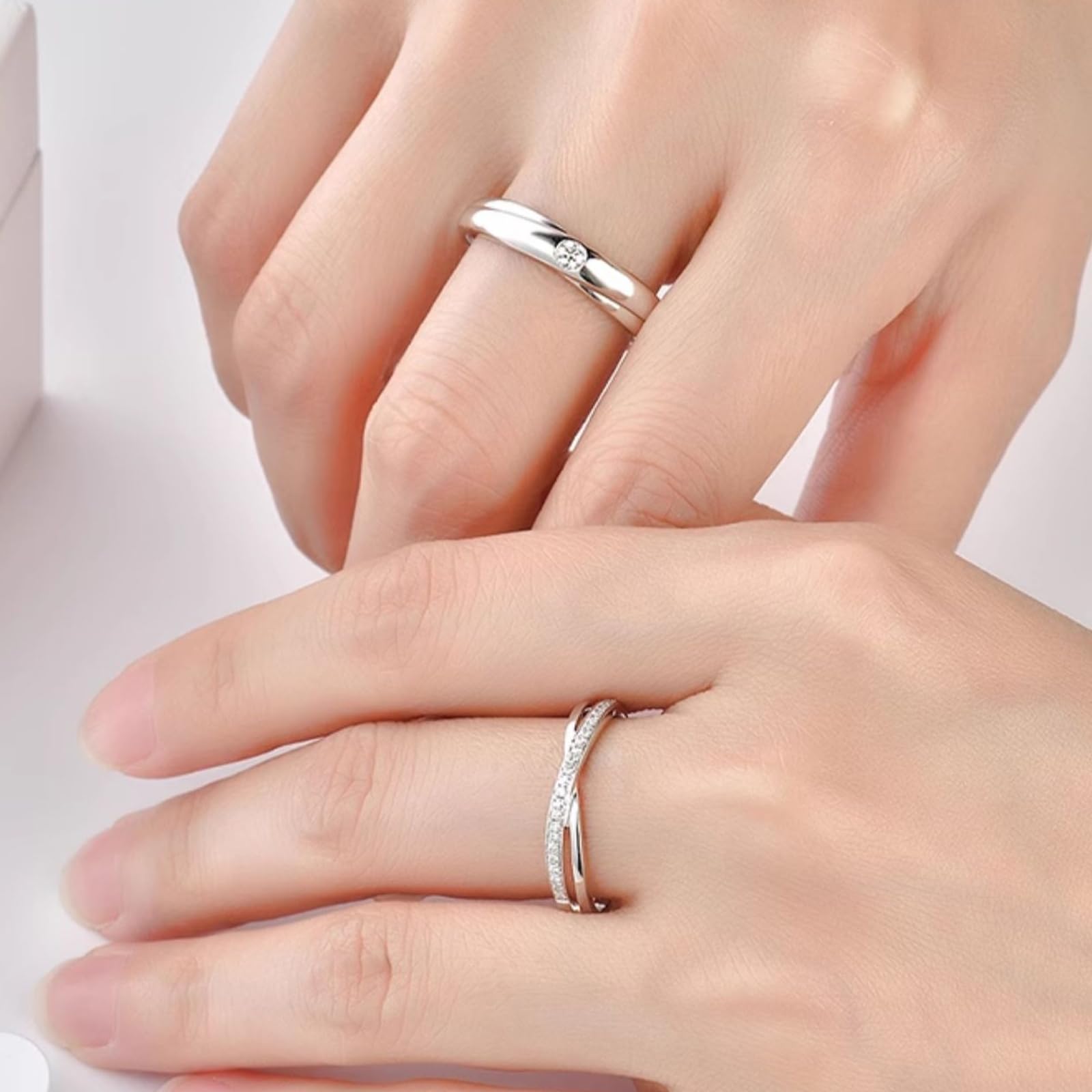 Weißgold & Platin Diamant-Verlobungsring für Damen und Herren