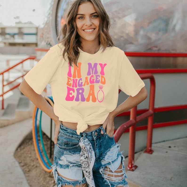 Women Bride Shirt in My Engaged Shirts Engagement Tee Fiance Tshirt Groovy Bride Bachelorette Tee Bridal Shower Tops - Image 3