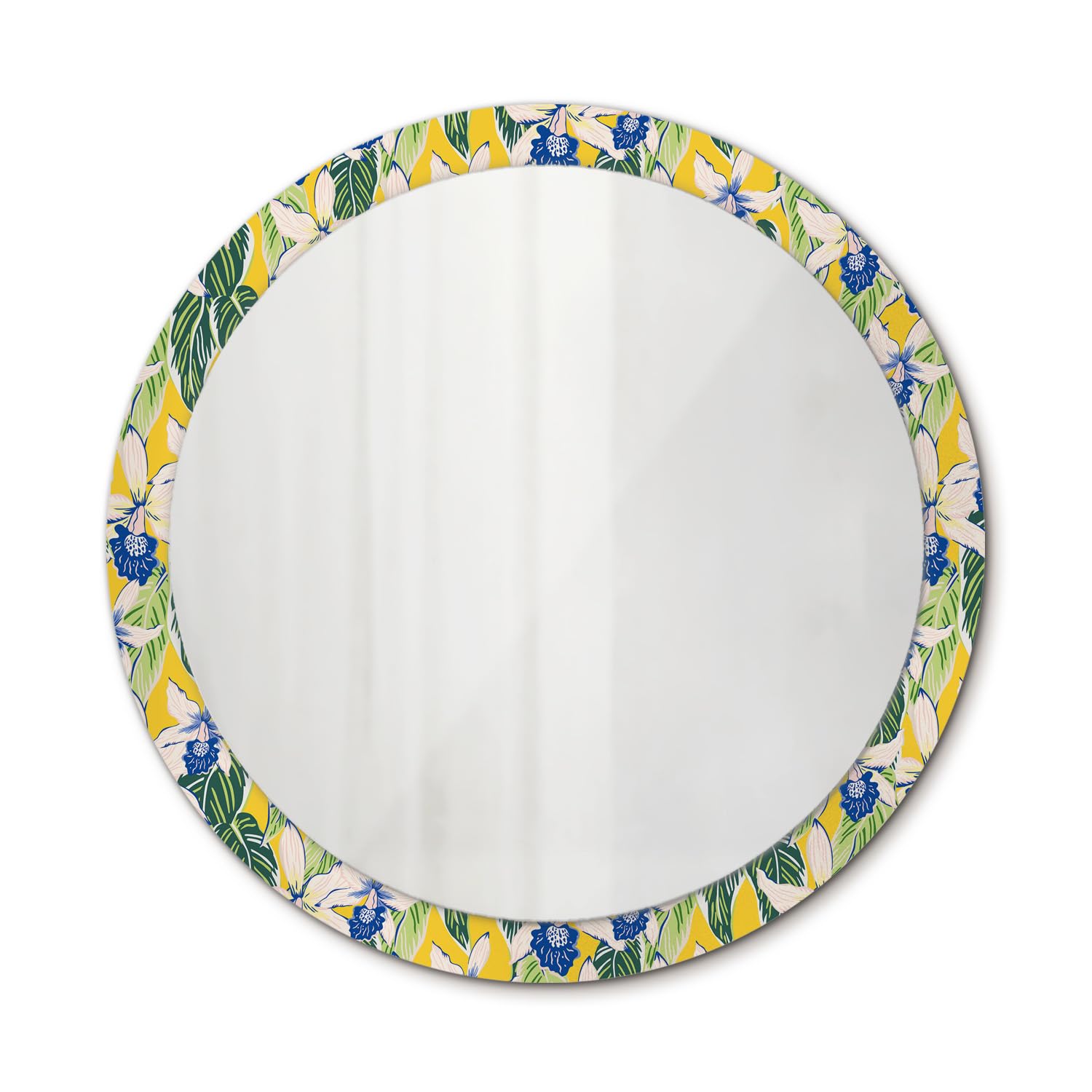 Grand miroir de 100 cm avec impression orchidées pour illuminer et agrandir un salon sombre