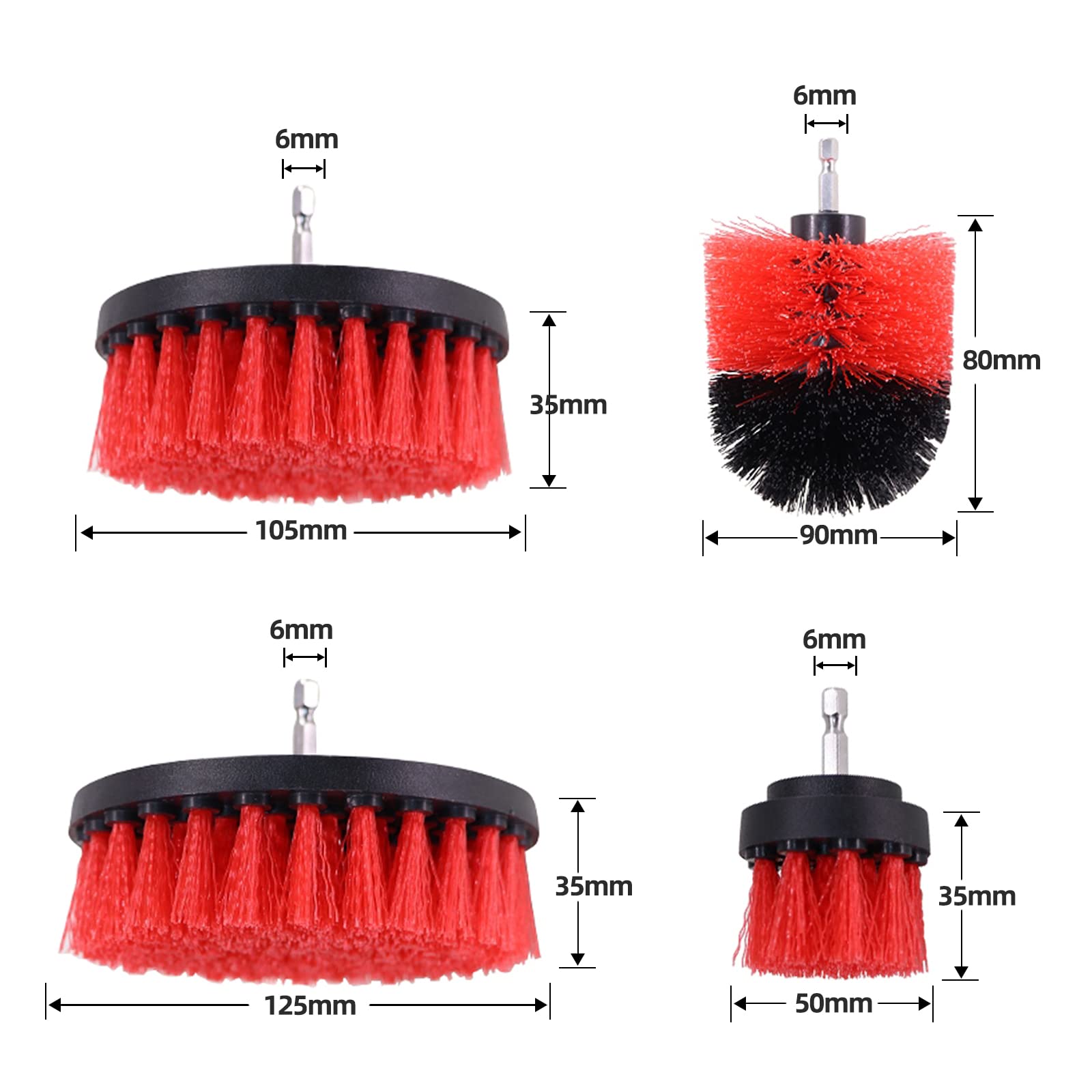 Set Di 4 Spazzole Per Trapano Elettrico, Dimensioni 5/4/3.5/2 Pollici, Setole In PP Per Pulizia Auto, Cucina, Piastrelle, Bagno, Accessorio Per Avvitatore, Colore Blu