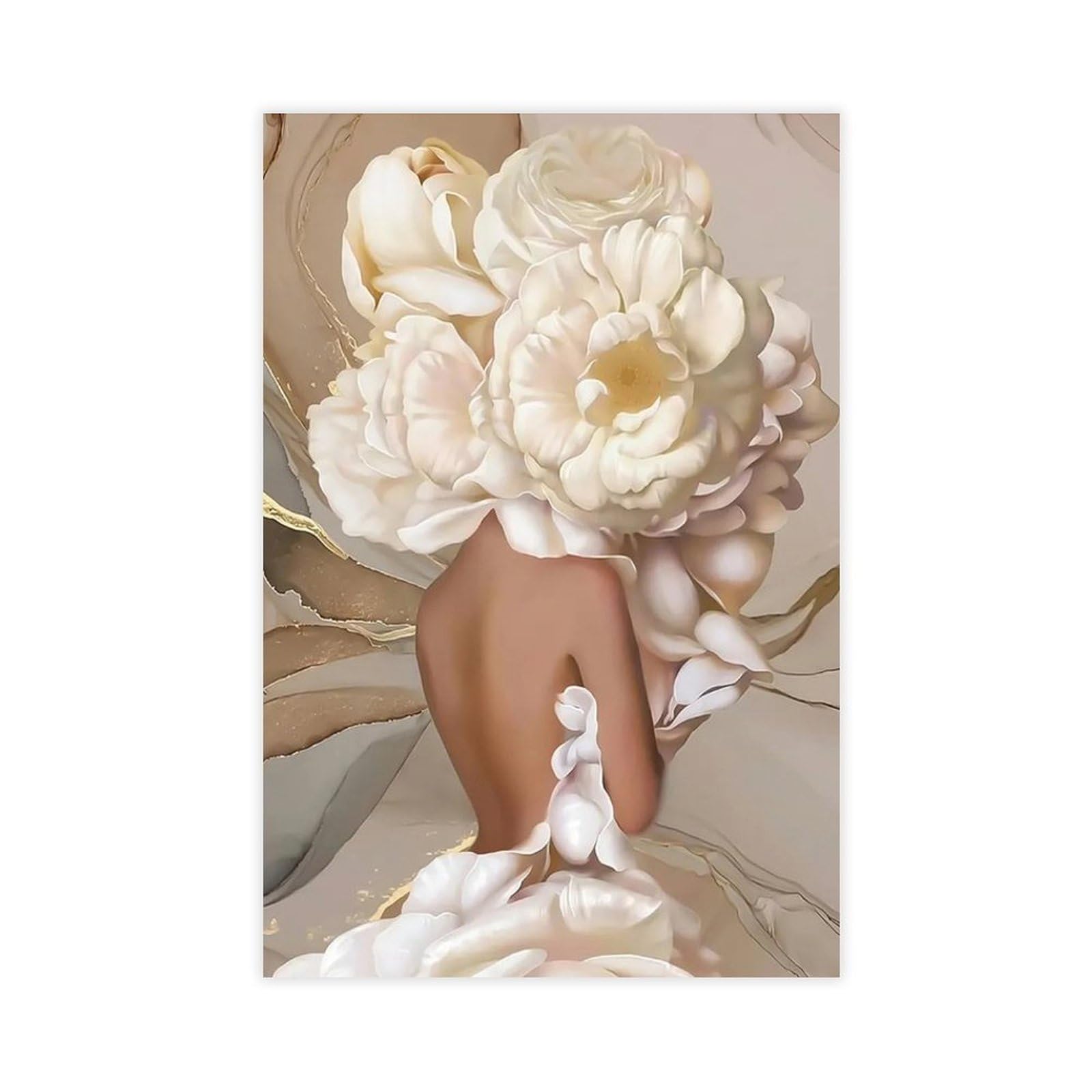 Bareronor Floral Woman Abstract Portrait Canvas Poster Bedroom Decor Landscape Office Room Decor Gift 20" L X 30" W