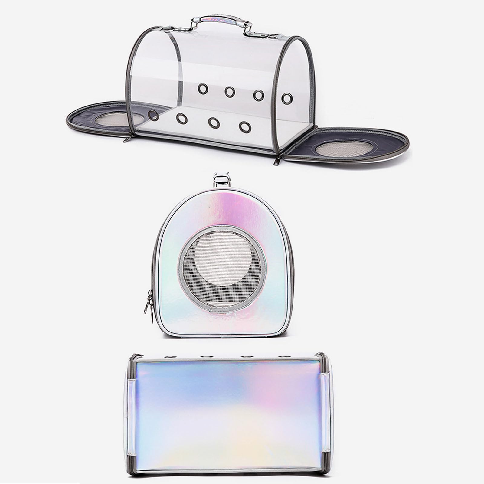 Transportín para Perros, Mochila for Gatos, Perros y Cachorros, Transparente, de PVC, Ideal for Viajes, Senderismo, Ciclismo Actividades al Aire Libre, Rosa, Grande