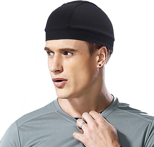 Miniatura 3 de TOPLOR Gorro de calavera que absorbe la humedad, forro de casco, gorro para correr para hombre, para motocicleta, ciclismo, transpirable, banda para