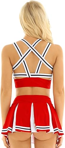 Miniatura 2 de Sywiyi Conjunto de camisetas cortas sin mangas con falda plisada, uniforme de equipo de animadoras para mujer