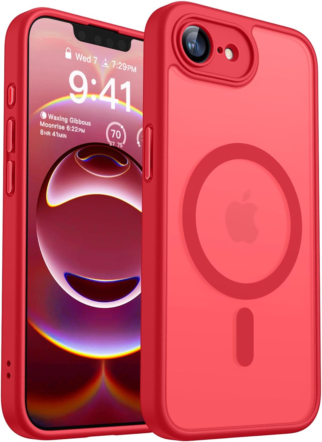 CANSHN Magnetic for iPhone 16e Case, Upgraded [Full Camera Protection] [Compatible with Magsafe] [Translucent Matte] Shockproof Protective Phone Case for iPhone 16e - Red iPhone 16e (6.1 Inch,1 Lens) Red