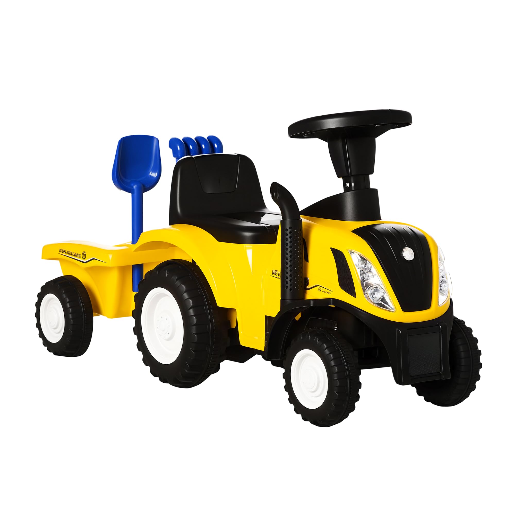 HOMCOM Ride On Tractor Toddler Walker Foot To Floor Slider w/Horn Storage Steering Wheel for 1-3 Years Old Yellow