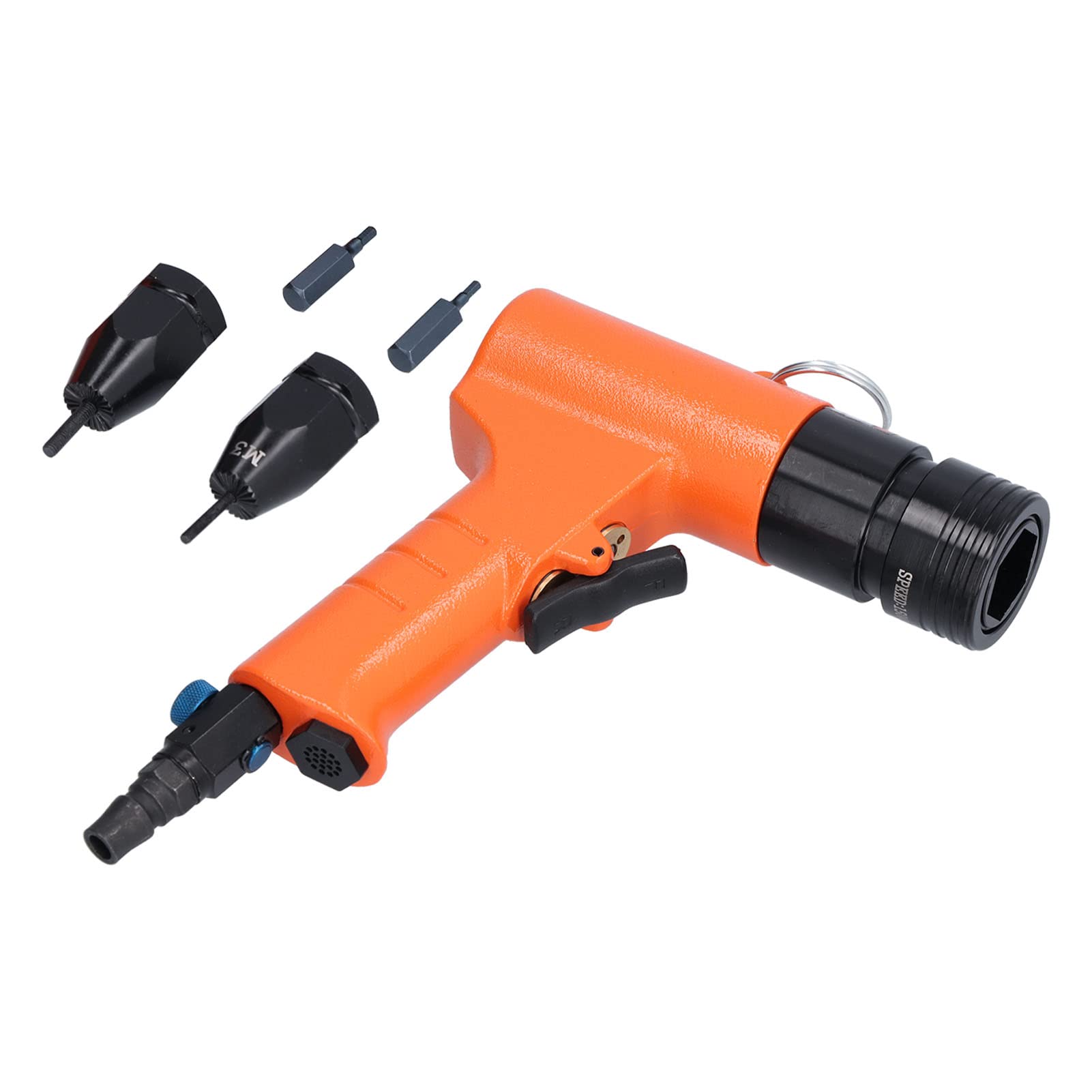 Pistola Neumática para Tuercas de Remache, Remachadora Neumática Autoblocante de Alta Precisión de 1500 RPM, Remachadora de Aire Automática con Puntas de Reemplazo Rápido para Placas de Metal,